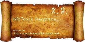 Károli Hargitta névjegykártya